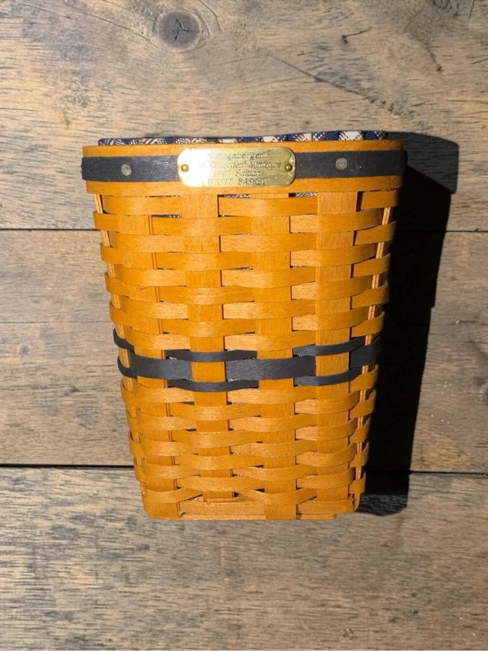 VINTAGE Longaberger JW Miniature Waste Basket 1997 Ed.